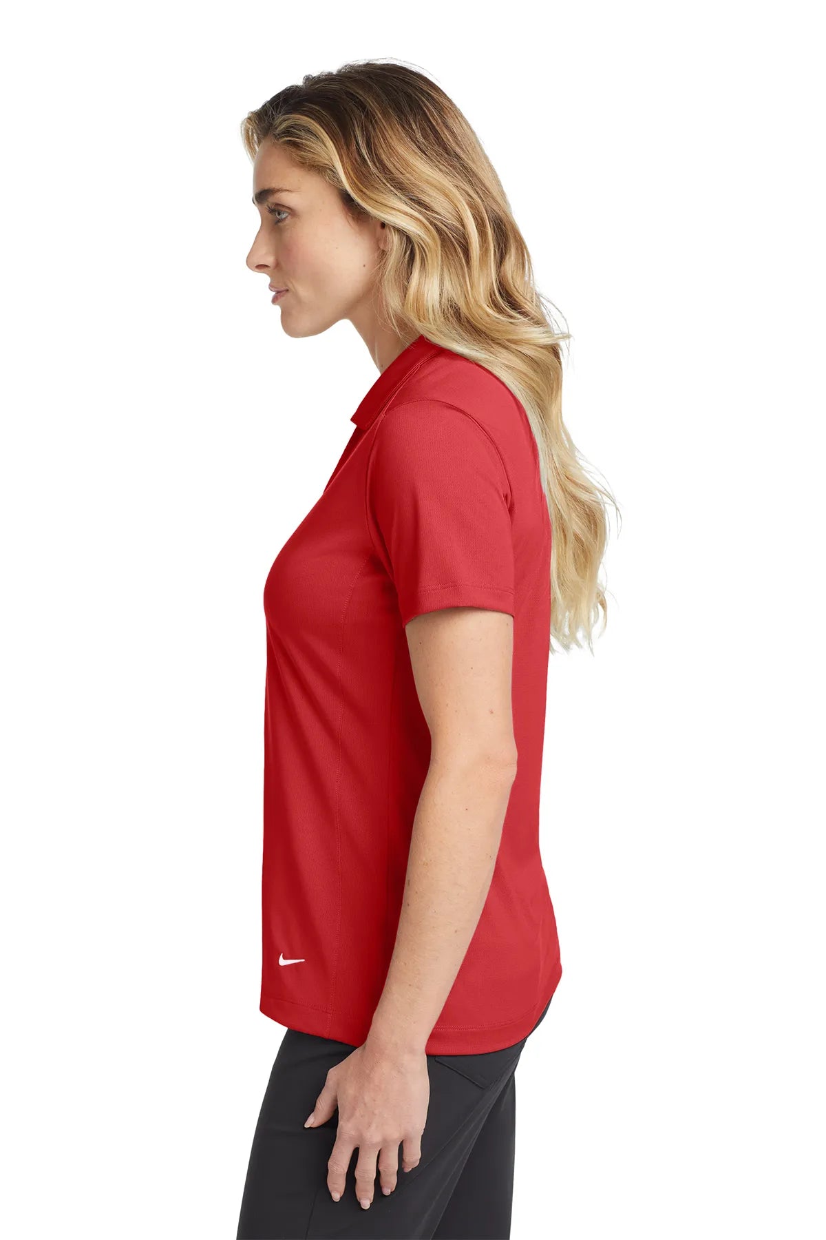 Nike Ladies Dri-FIT Vertical Mesh Polo. 637165 University Red_3