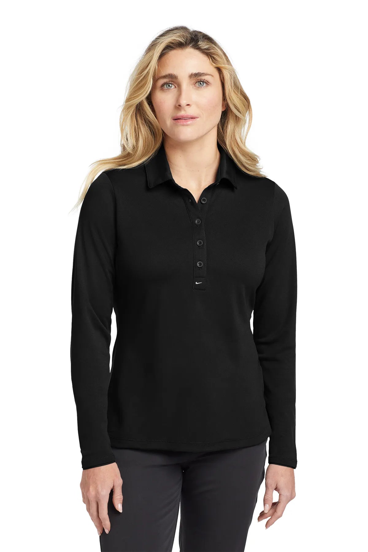 Nike Ladies Long Sleeve Dri-FIT Stretch Tech Polo. 545322 Black_1