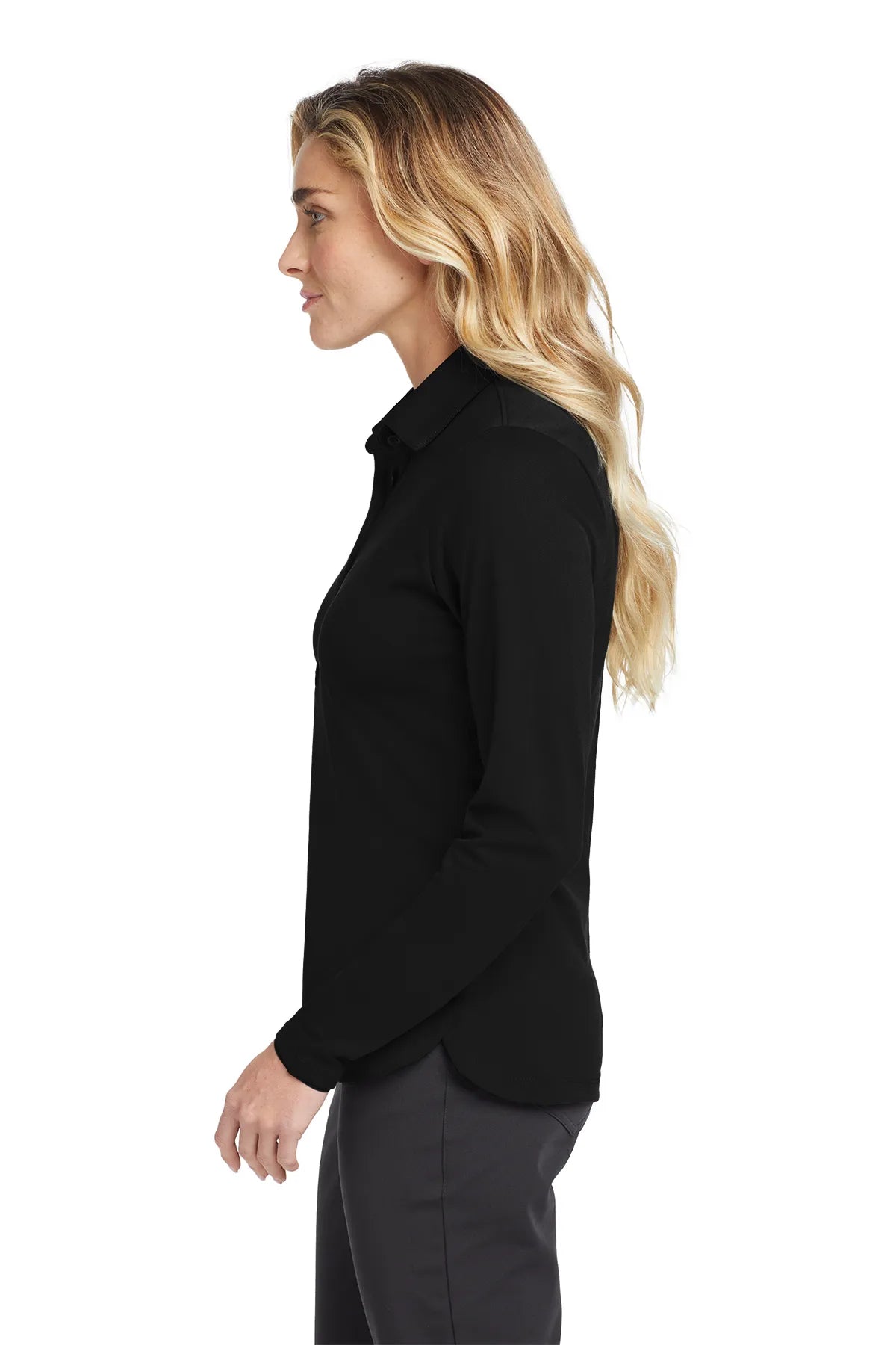 Nike Ladies Long Sleeve Dri-FIT Stretch Tech Polo. 545322 Black_3