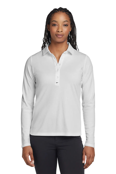 Nike Ladies Long Sleeve Dri-FIT Stretch Tech Polo. 545322 White_1