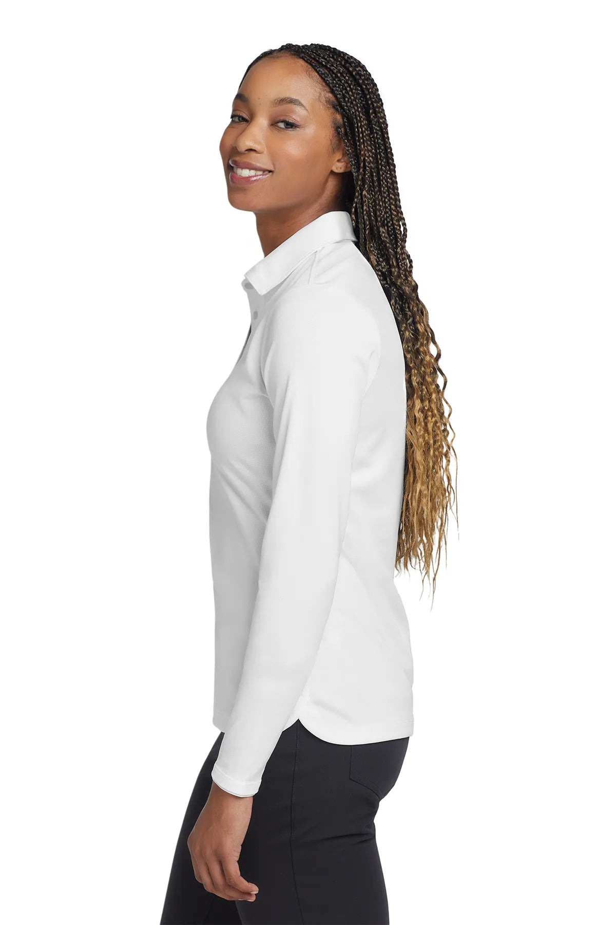 Nike Ladies Long Sleeve Dri-FIT Stretch Tech Polo. 545322 White_3