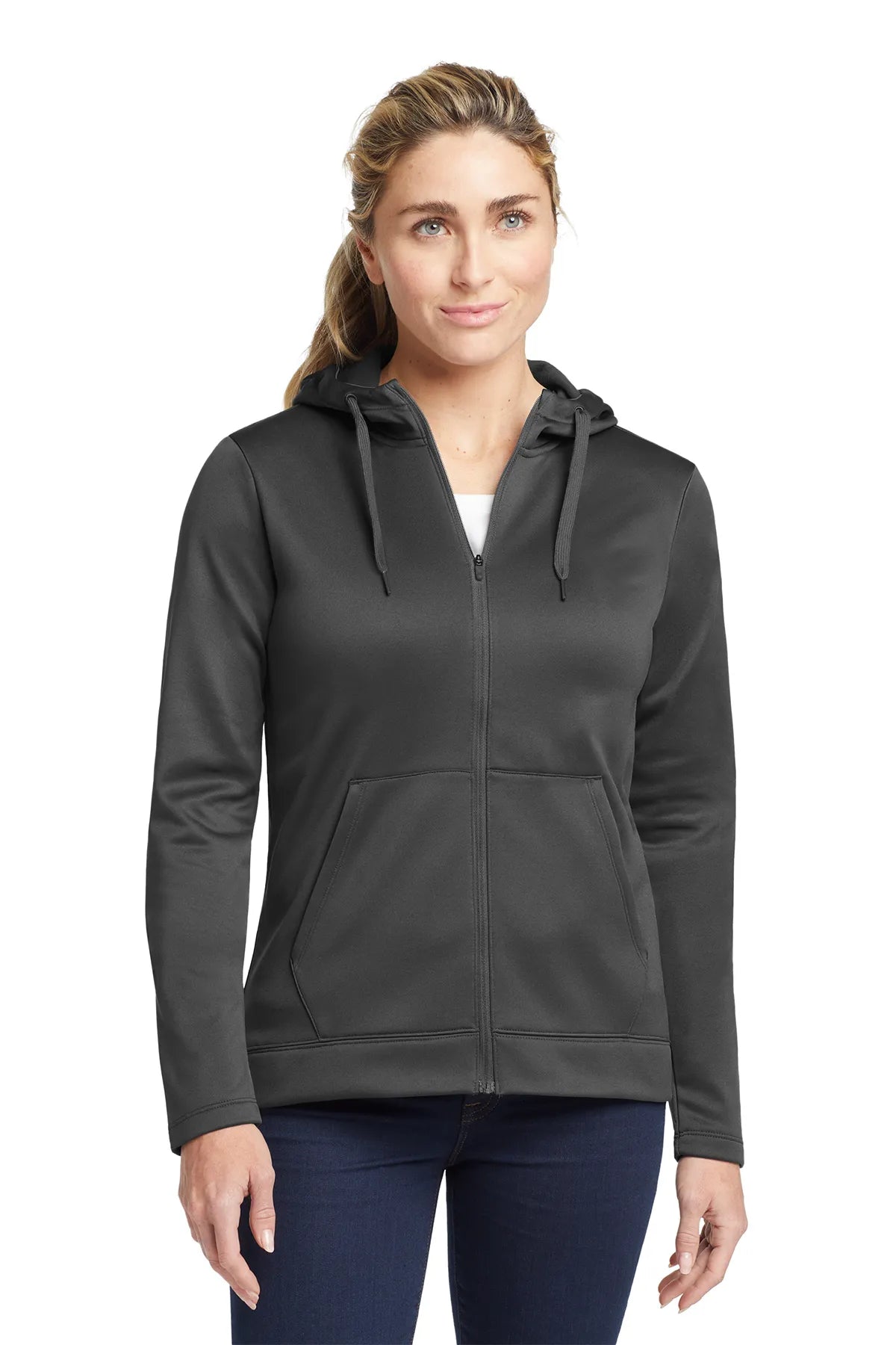 Nike Ladies Therma-FIT Full-Zip Fleece Hoodie. NKAH6264 Anthracite_1