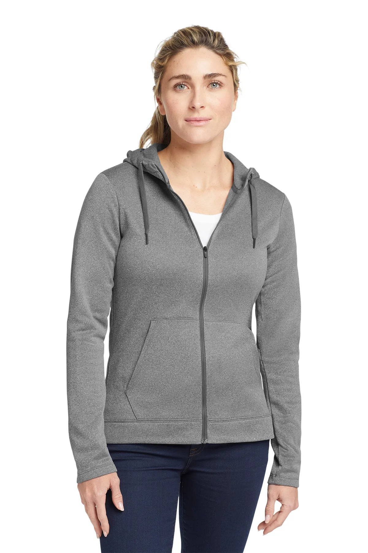 Nike Ladies Therma-FIT Full-Zip Fleece Hoodie. NKAH6264 Dark Grey Heather_1