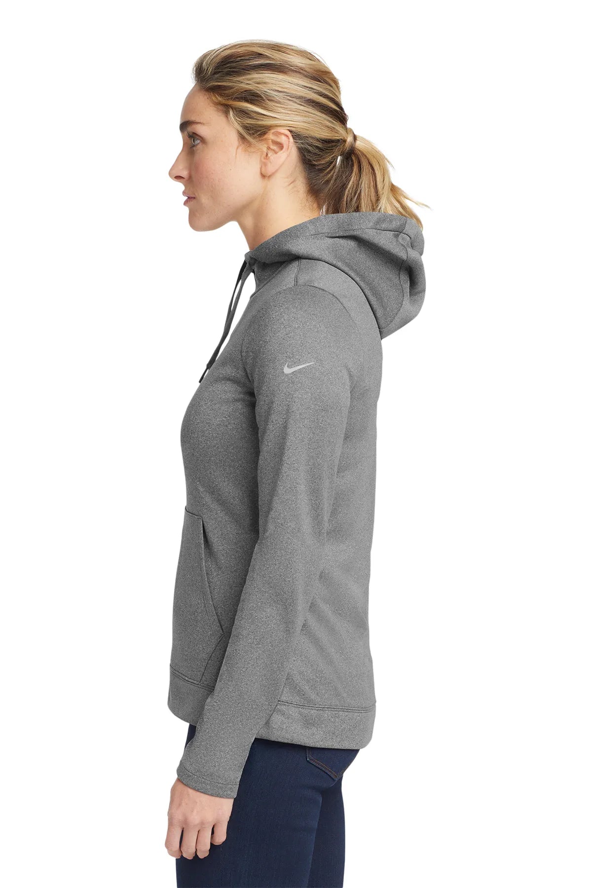 Nike Ladies Therma-FIT Full-Zip Fleece Hoodie. NKAH6264 Dark Grey Heather_3