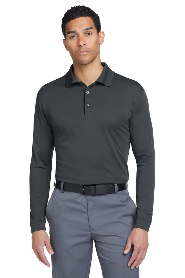Nike Long Sleeve Dri-FIT Stretch Tech Polo. 466364 Anthracite_1