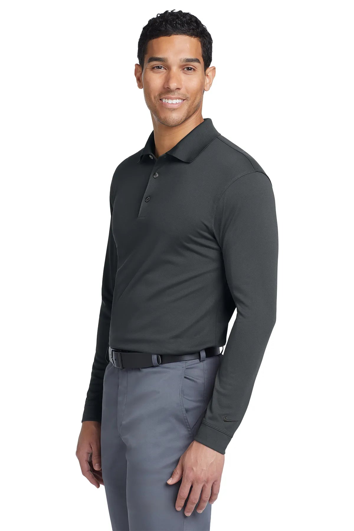 Nike Long Sleeve Dri-FIT Stretch Tech Polo. 466364 Anthracite_3