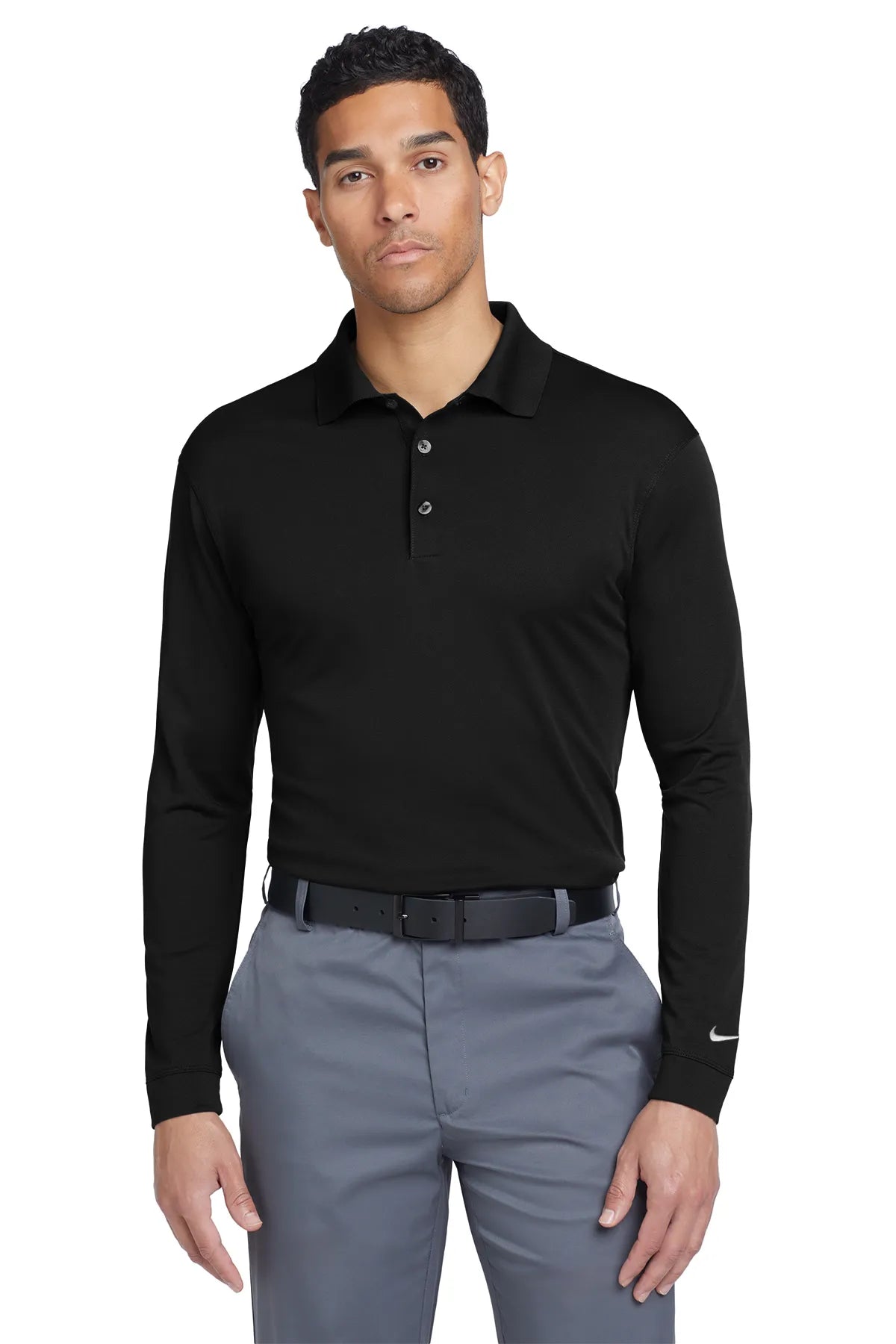 Nike Long Sleeve Dri-FIT Stretch Tech Polo. 466364 Black_1