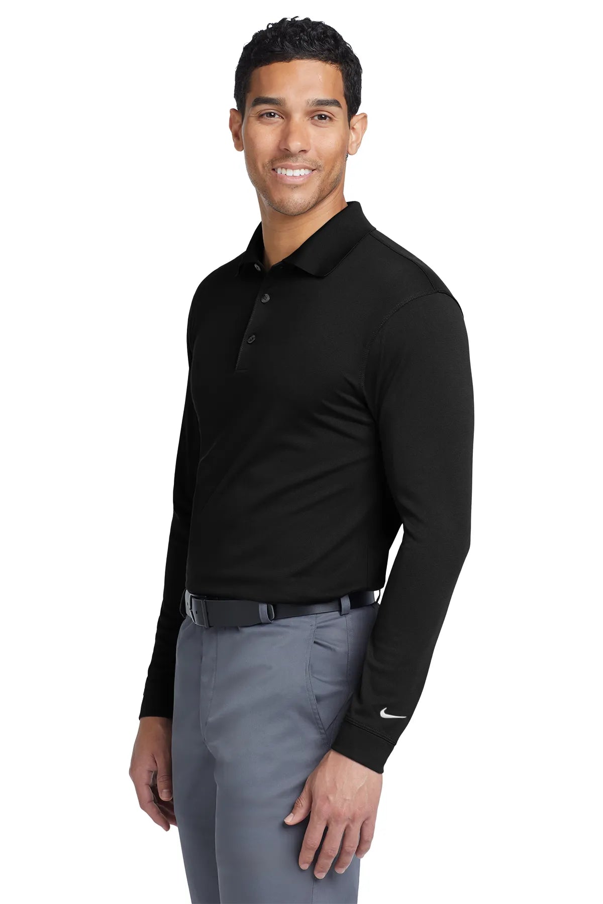 Nike Long Sleeve Dri-FIT Stretch Tech Polo. 466364 Black_3