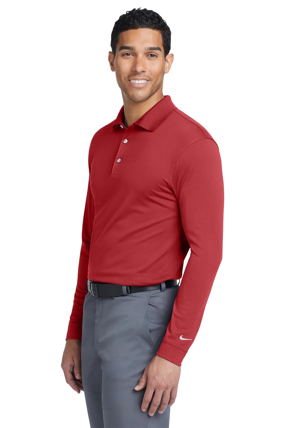 Nike Long Sleeve Dri-FIT Stretch Tech Polo. 466364 Varsity Red_2