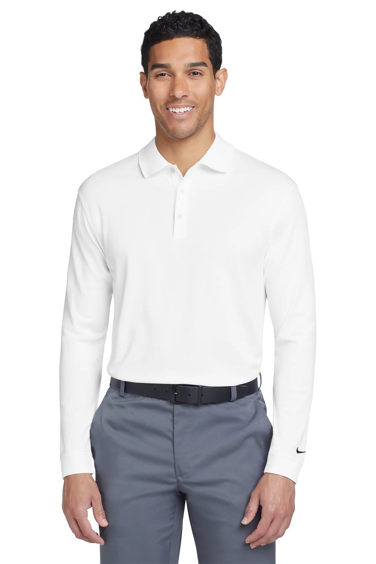 Nike Long Sleeve Dri-FIT Stretch Tech Polo. 466364 White_1