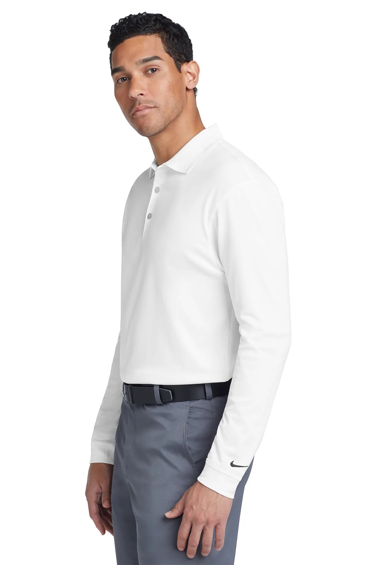 Nike Long Sleeve Dri-FIT Stretch Tech Polo. 466364 White_3