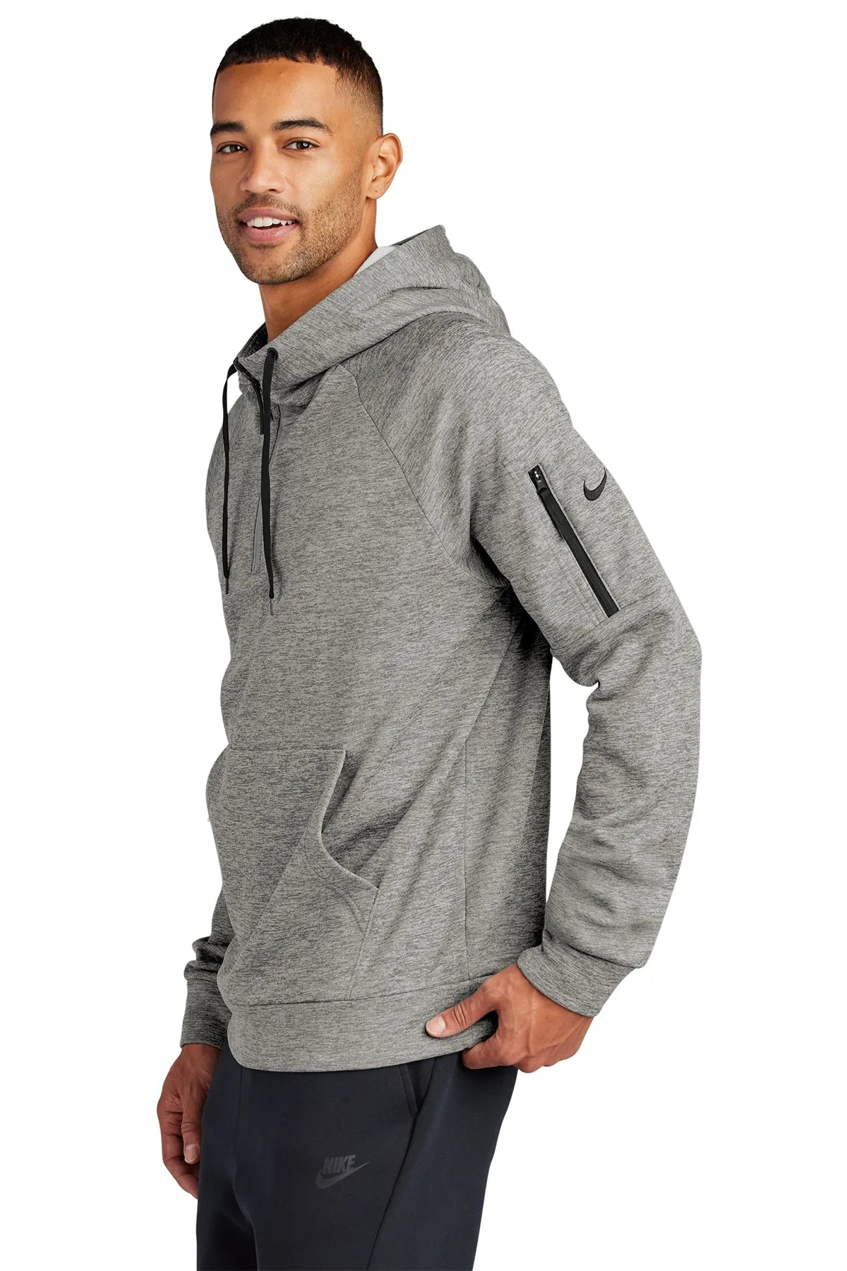Nike Therma-FIT Pocket 1/4-Zip Fleece Hoodie NKFD9742 Dark Grey Heather_3