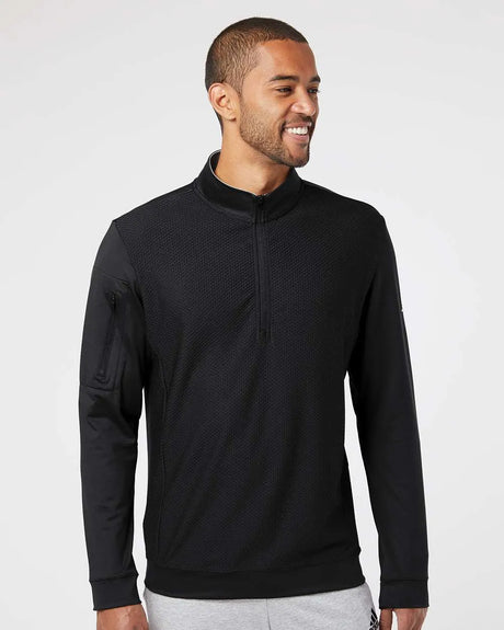 Performance Textured Quarter-Zip Pullover black