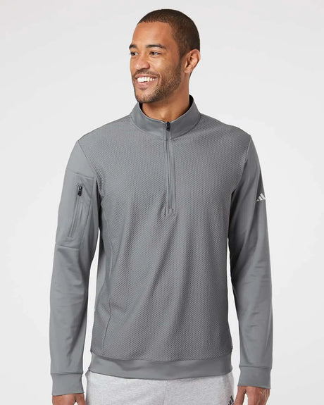 Performance Textured Quarter-Zip Pullover grey three