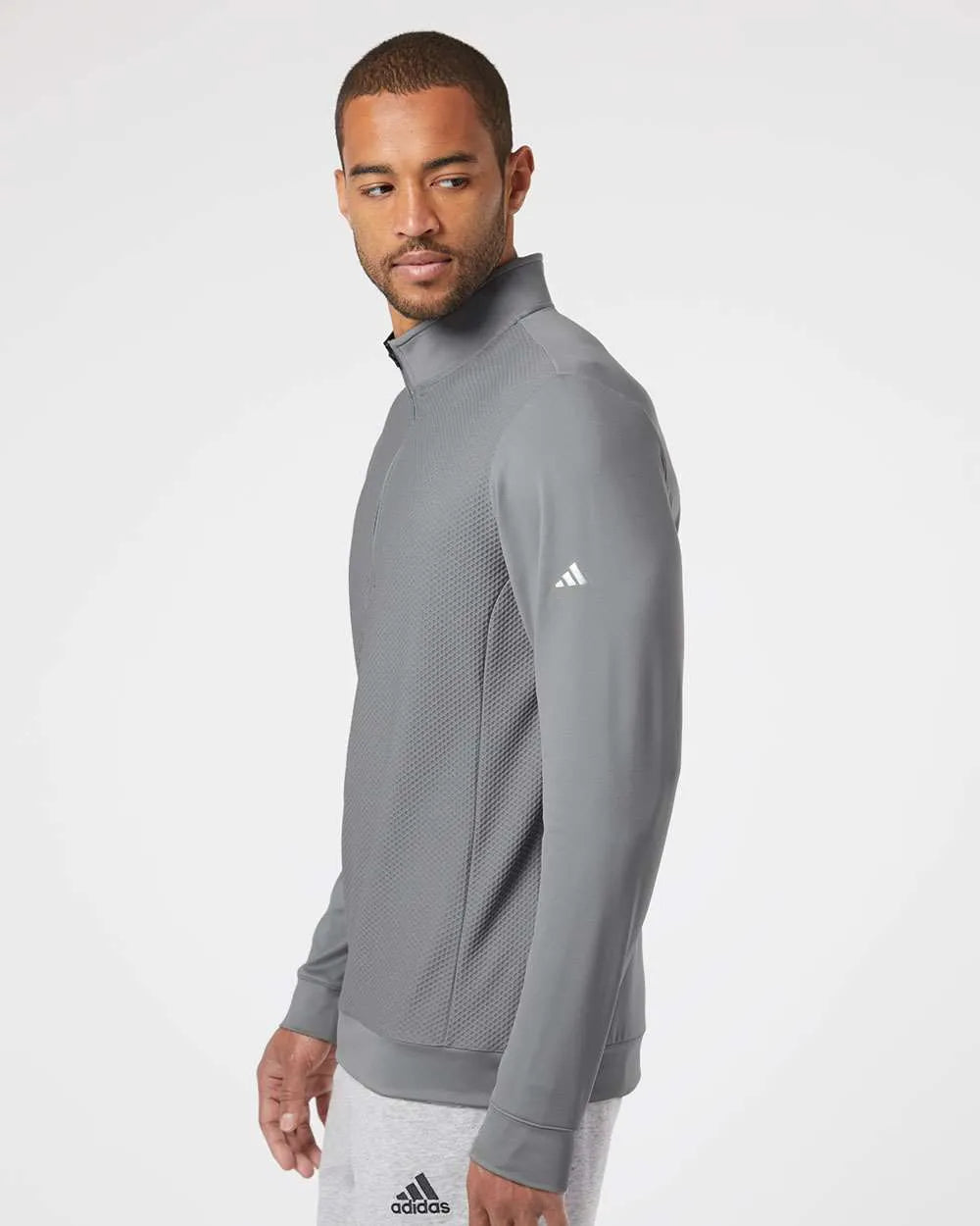 Performance Textured Quarter-Zip Pullover grey three_1