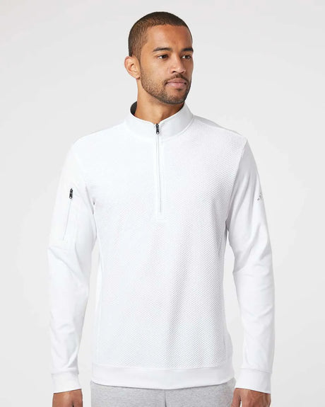 Performance Textured Quarter-Zip Pullover white