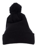 Pom-Pom Cuffed Knit Beanie Black