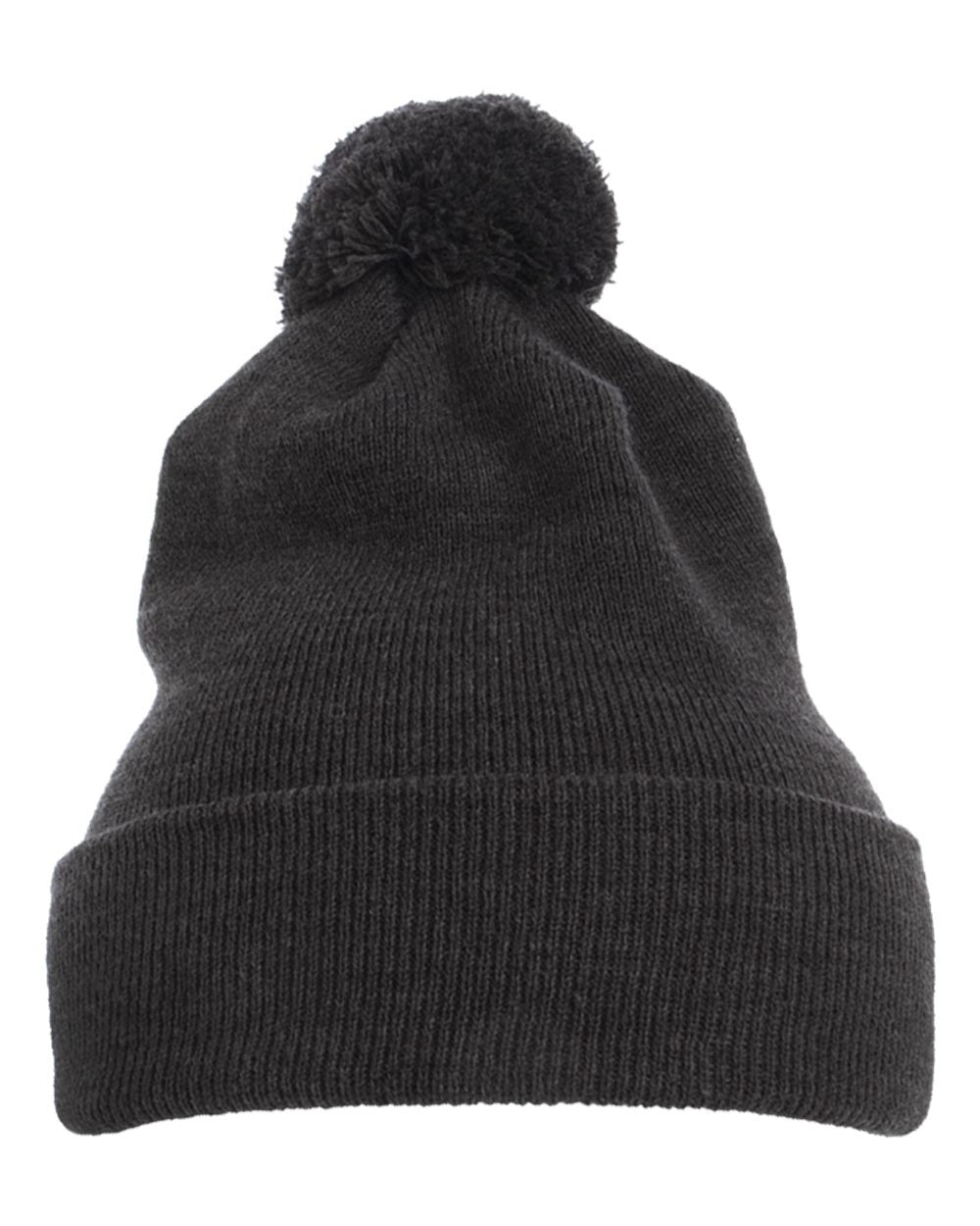 Pom-Pom Cuffed Knit Beanie Charcoal