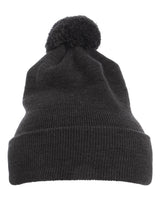 Pom-Pom Cuffed Knit Beanie Charcoal