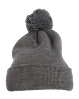 Pom-Pom Cuffed Knit Beanie Heather Grey