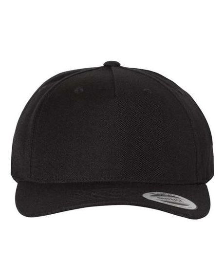 Premium Five-Panel Curved Visor Snapback Cap Black_1