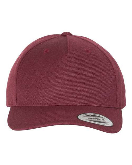 Premium Five-Panel Curved Visor Snapback Cap Heather Maroon_1