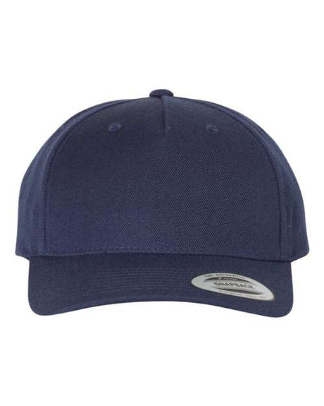 Premium Five-Panel Curved Visor Snapback Cap Heather Navy_1