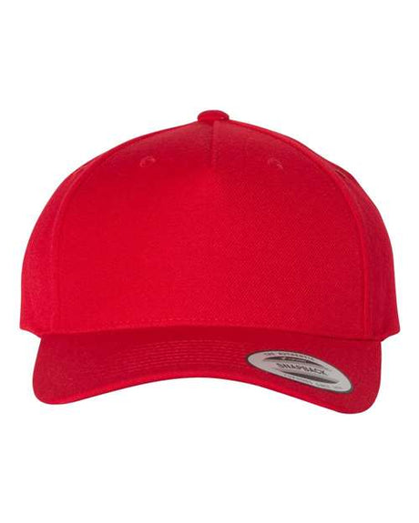 Premium Five-Panel Curved Visor Snapback Cap Red_1