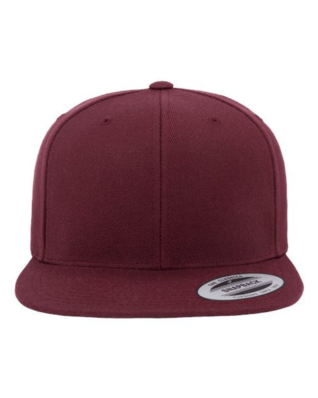 Premium Flat Bill Snapback Cap - maroon