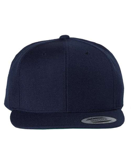 Premium Flat Bill Snapback Cap - navy