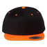 Premium Flat Bill Snapback Cap Black/ Neon Orange