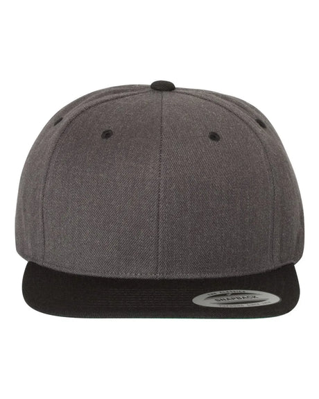 Premium Flat Bill Snapback Cap Dark Heather/ Black
