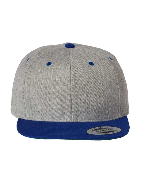 Premium Flat Bill Snapback Cap Heather Grey/ Royal