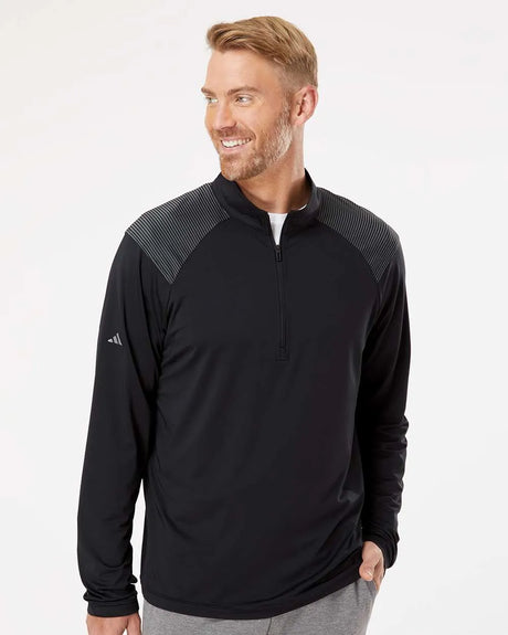 Shoulder Stripe Quarter-Zip Pullover black