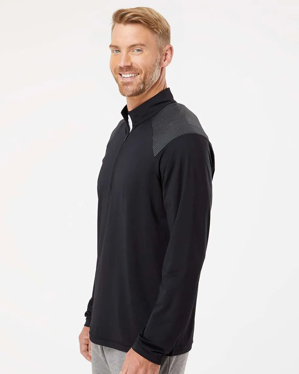 Shoulder Stripe Quarter-Zip Pullover black_1