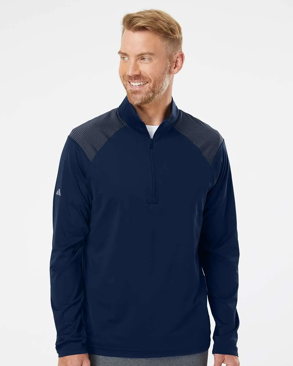 Shoulder Stripe Quarter-Zip Pullover team navy blue