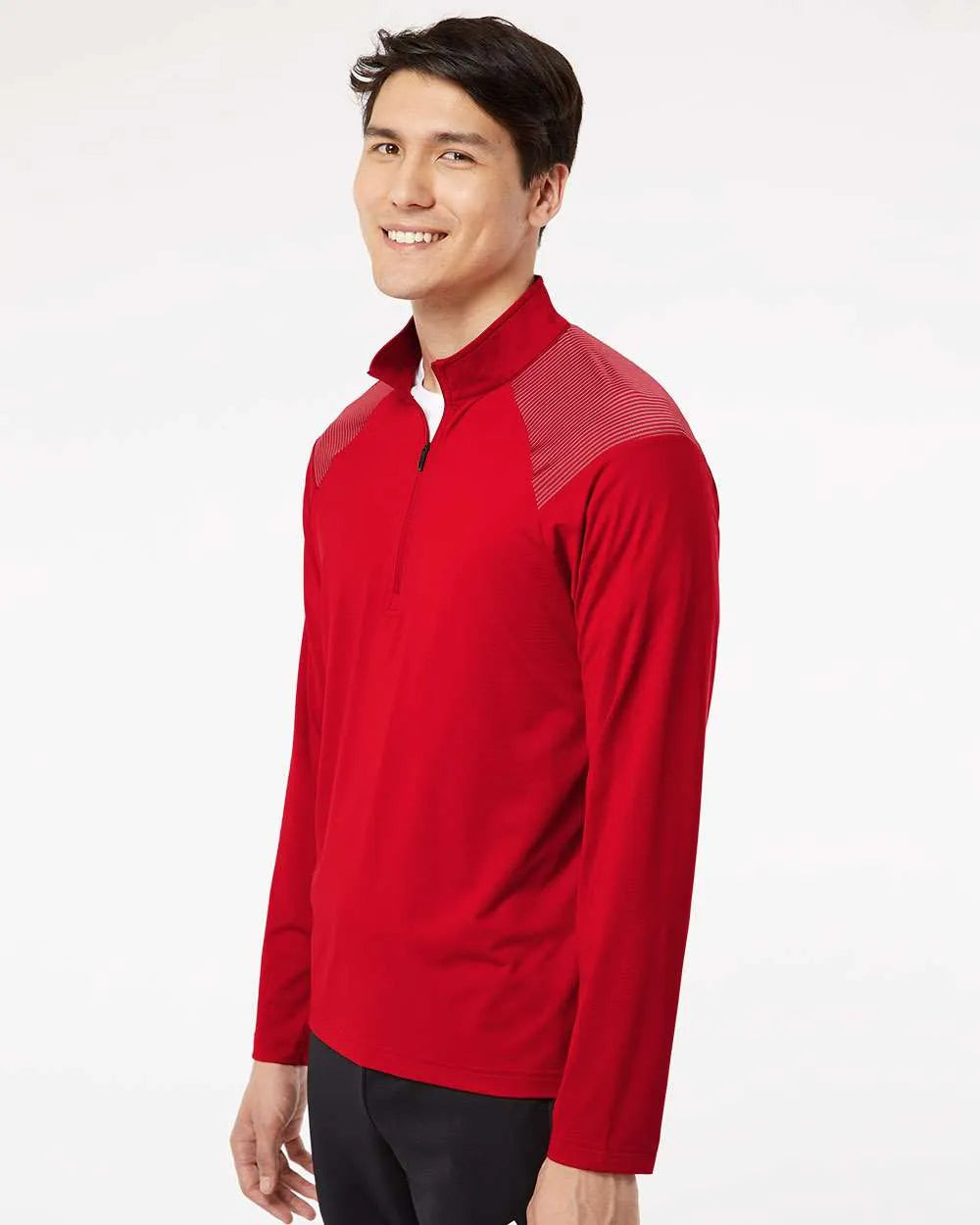 Shoulder Stripe Quarter-Zip Pullover team power red_1