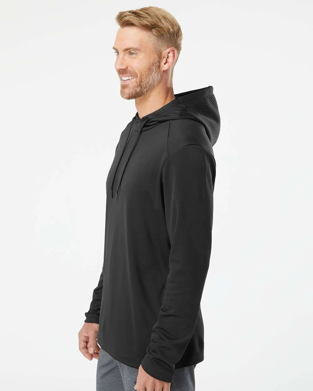 Textured Mixed Media Hooded Sweatshirt black_1