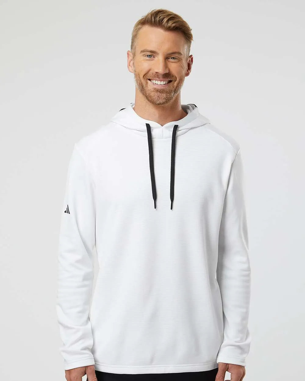 Textured Mixed Media Hooded Sweatshirt white