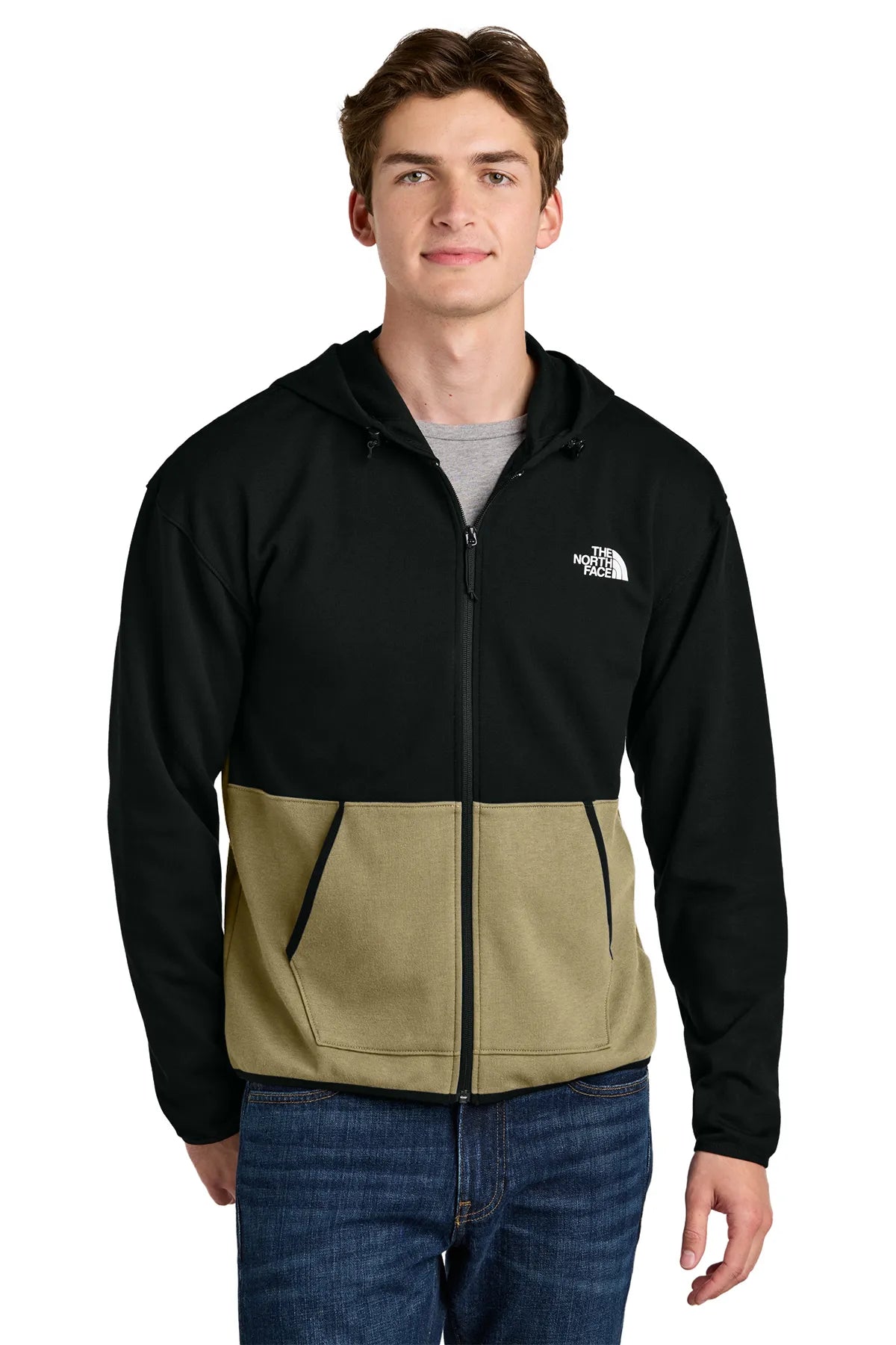 The North Face® Double-Knit Full-Zip Hoodie NF0A8BUS Khaki Stone/ TNF Black