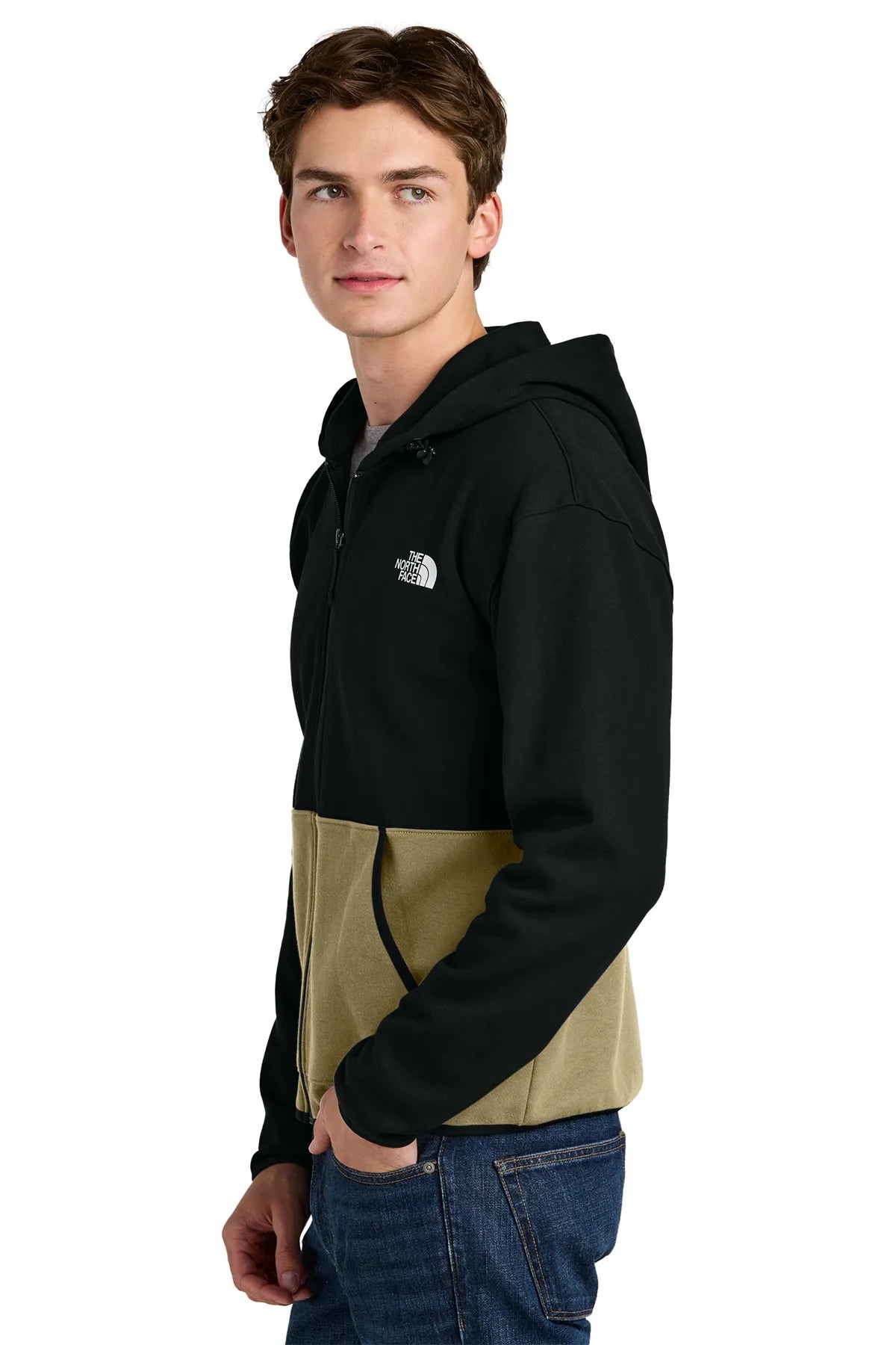 The North Face® Double-Knit Full-Zip Hoodie NF0A8BUS Khaki Stone/ TNF Black_2