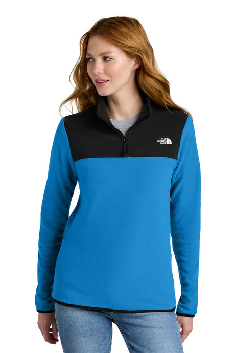 The North Face® Ladies Glacier 1/4-Zip Fleece NF0A7V4M Hero Blue/ TNF Black