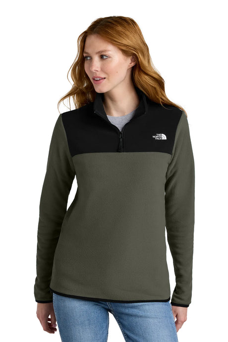 The North Face® Ladies Glacier 1/4-Zip Fleece NF0A7V4M New Taupe Green/ TNF Black