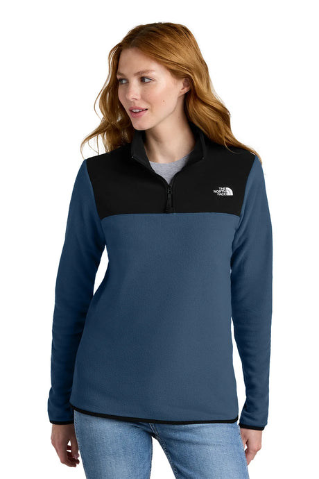 The North Face® Ladies Glacier 1/4-Zip Fleece NF0A7V4M Shady Blue/ TNF Black