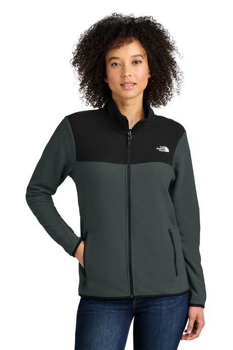 The North Face® Ladies Glacier Full-Zip Fleece Jacket NF0A7V4K Asphalt Grey/ TNF Black