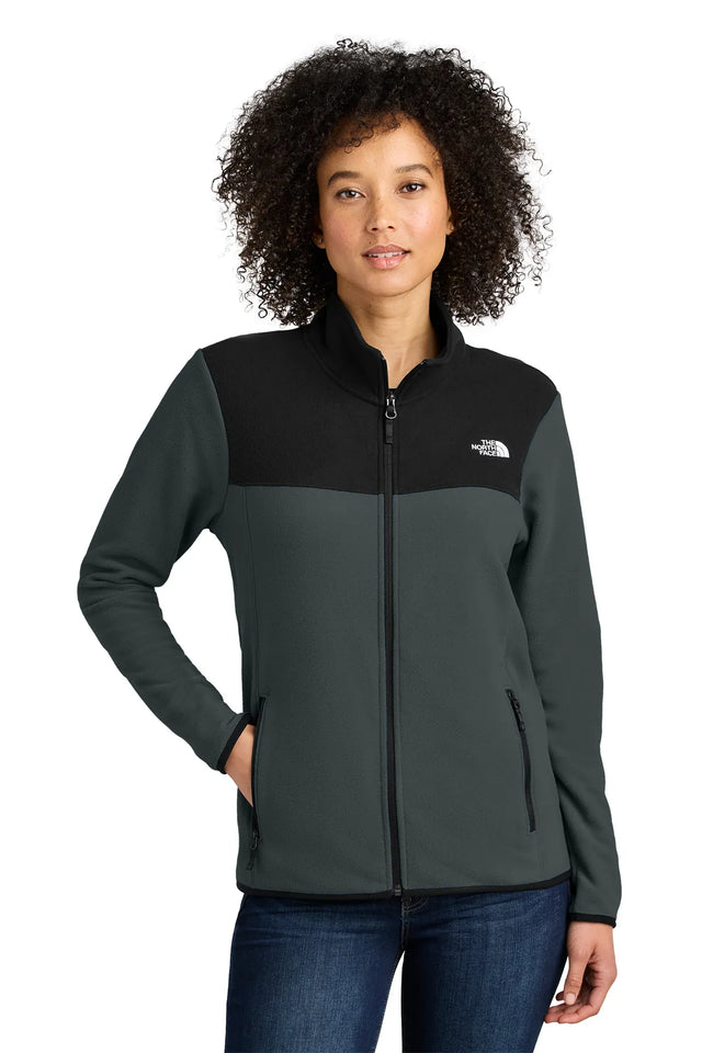 The North Face® Ladies Glacier Full-Zip Fleece Jacket NF0A7V4K Asphalt Grey/ TNF Black