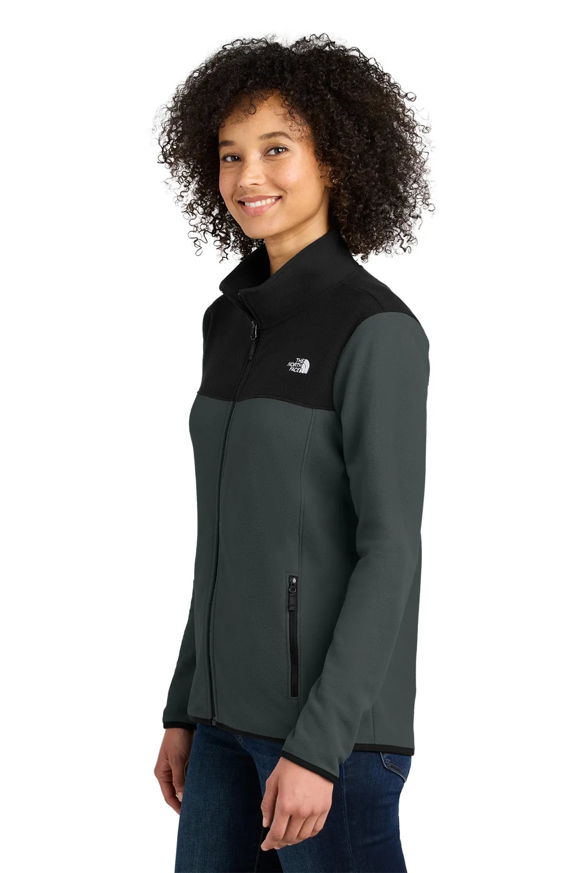 The North Face® Ladies Glacier Full-Zip Fleece Jacket NF0A7V4K Asphalt Grey/ TNF Black_2