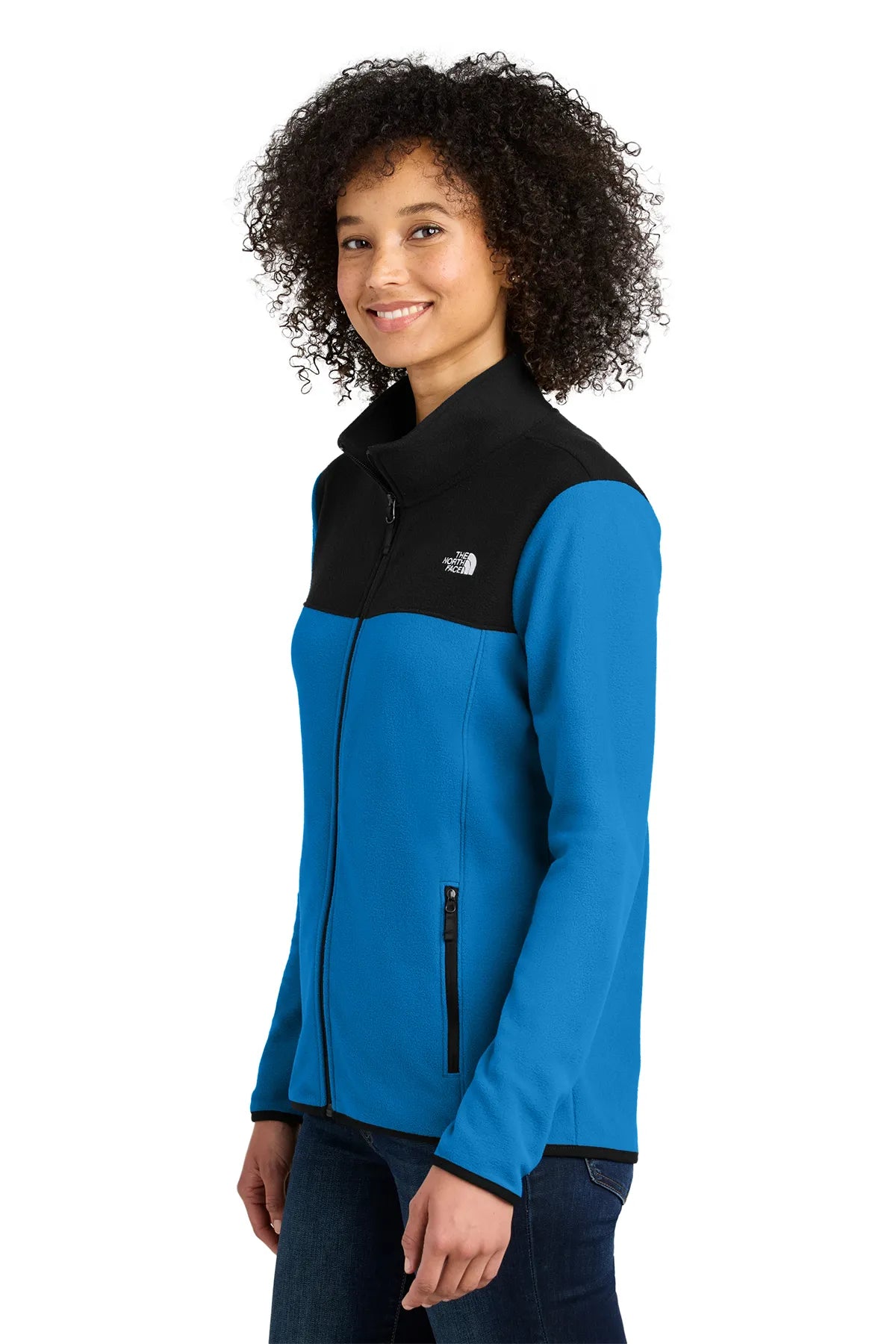 The North Face® Ladies Glacier Full-Zip Fleece Jacket NF0A7V4K Hero Blue/ TNF Black_2