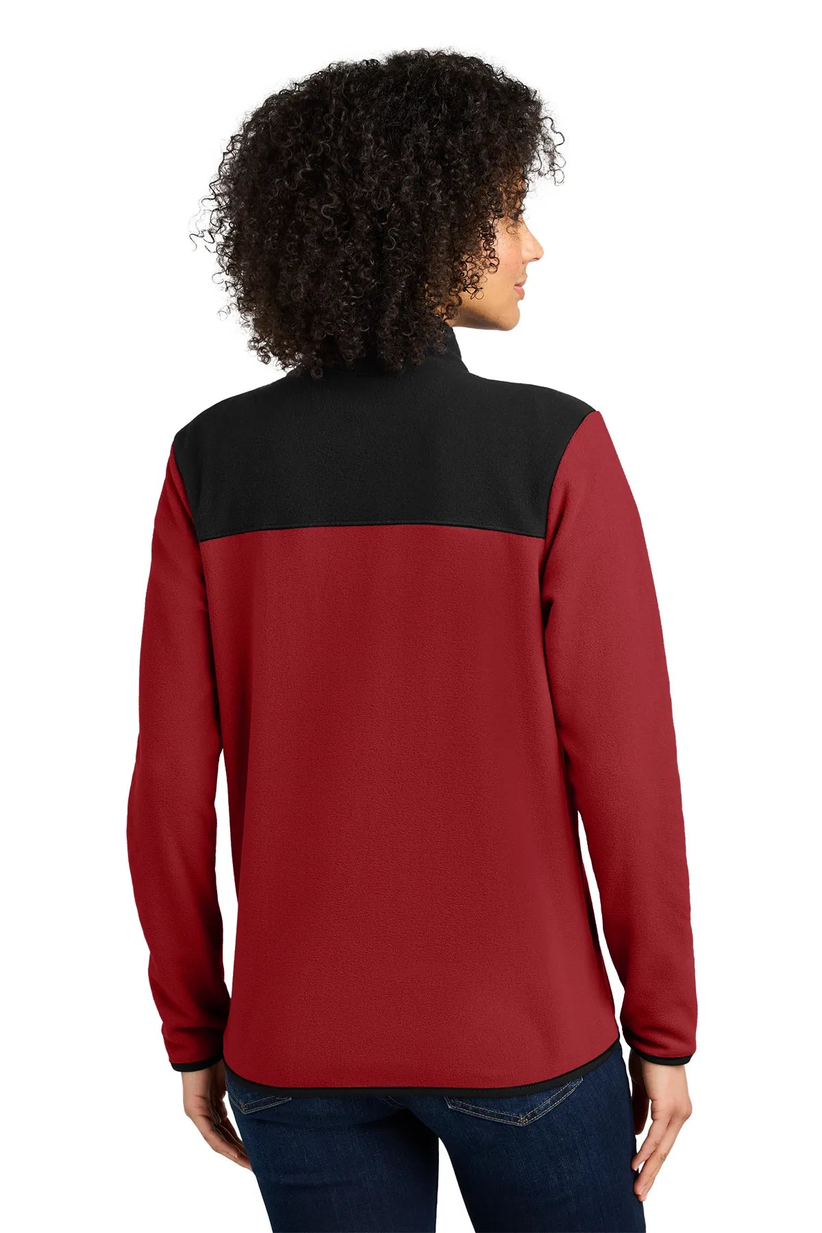 The North Face® Ladies Glacier Full-Zip Fleece Jacket NF0A7V4K Rage Red / TNF Black_1