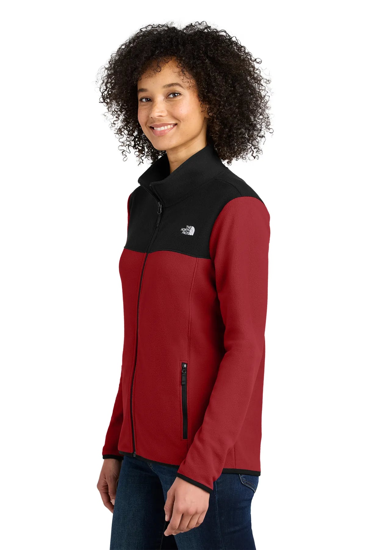 The North Face® Ladies Glacier Full-Zip Fleece Jacket NF0A7V4K Rage Red / TNF Black_2